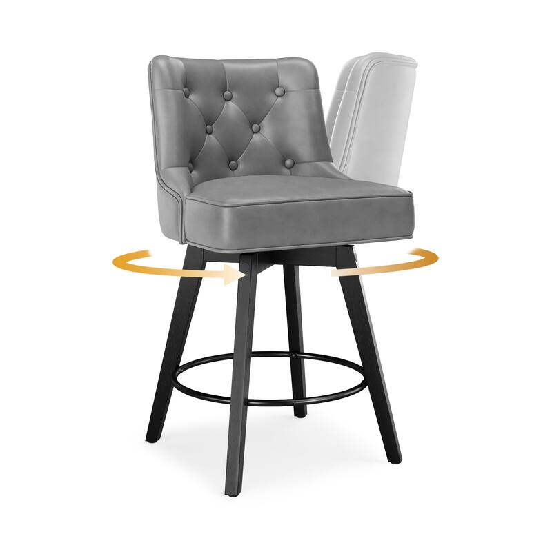 Modern 26 in. Counter Height Barstools 360 Free Swivel Set of 4 Bar Stools with Back
