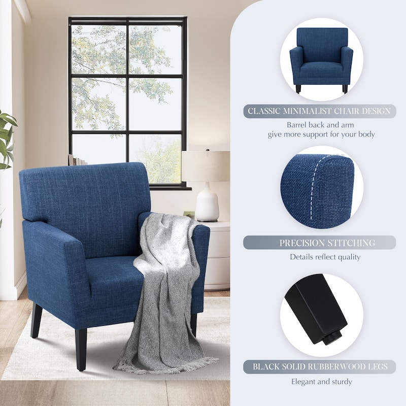 Modern Upholstered Armchair - Plush Fabric Accent Chair for Living Room & Bedroom
