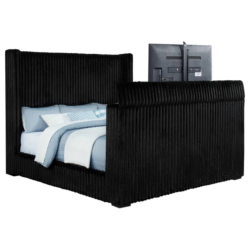 Centergrove Upholstered Wingback TV Bed Black