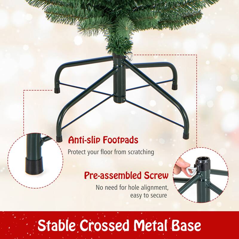 Gymax 5/6 FT Pencil Christmas Tree Artificial Xmas Tree w/ 295/392 - See Details