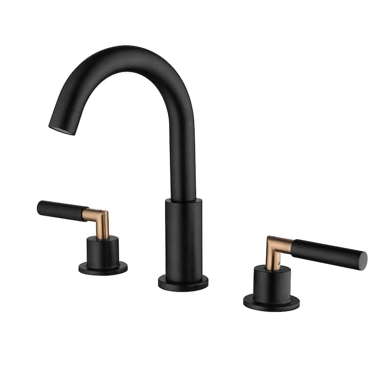 8.7"H Stainless Steel Widespread 2-handle Bathroom Sink Faucet - No Drain - Matte Black