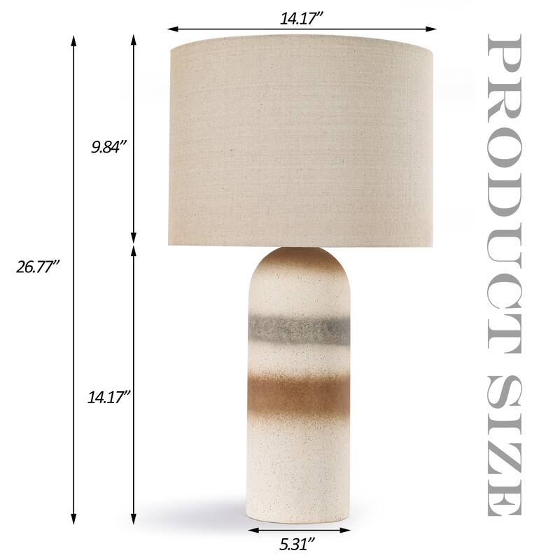 Ceramic Table Lamp with Drum Linen Shade