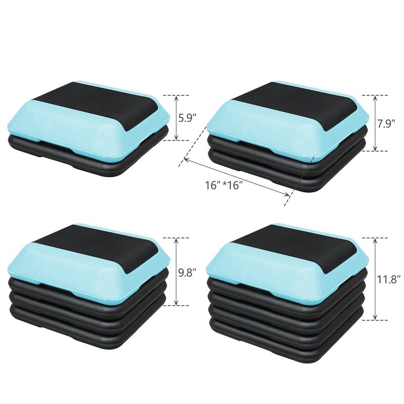 Height-Adjustable Step Aerobics Riser Platform Fitness Equipment