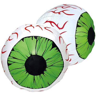 Joiedomi 3 ft. Tall White & Green Plastic Spooky Eyes Inflatable - 7.5"W x 7"L x 9.5"H