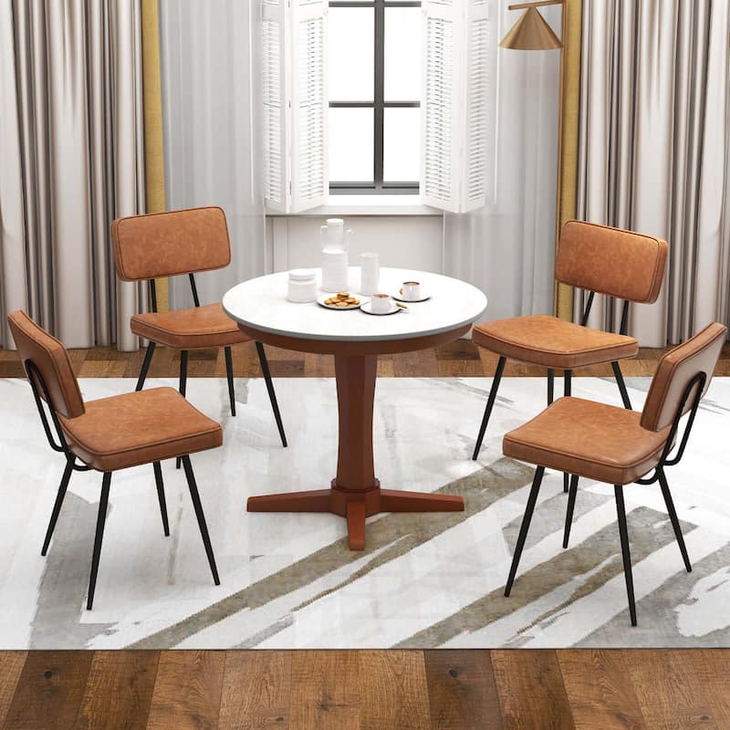 Set of 2 Upholstered Kitchen Chairs PU Leather Armless Side Chairs