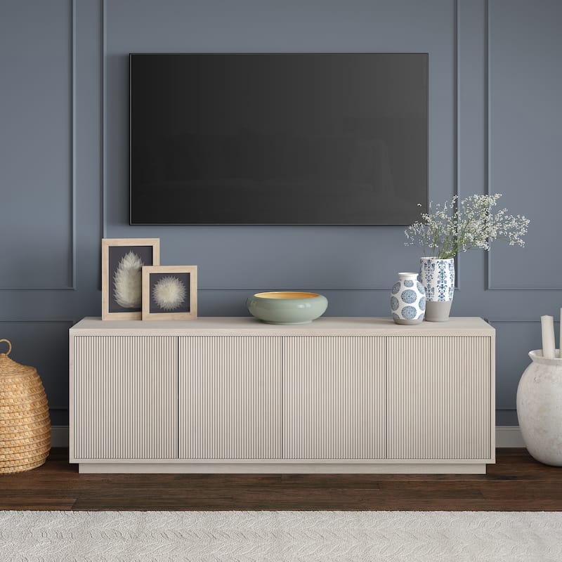 Hanson Rectangular TV Stand for TV's up to 75" - Alder White