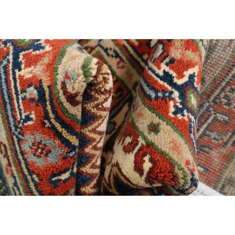 Hand Knotted Oriental 100% Wool Carpet Traditional Medallion Navy Blue & Blues Heriz (serapi) Area Rug - 5' 0'' X 3' 0''
