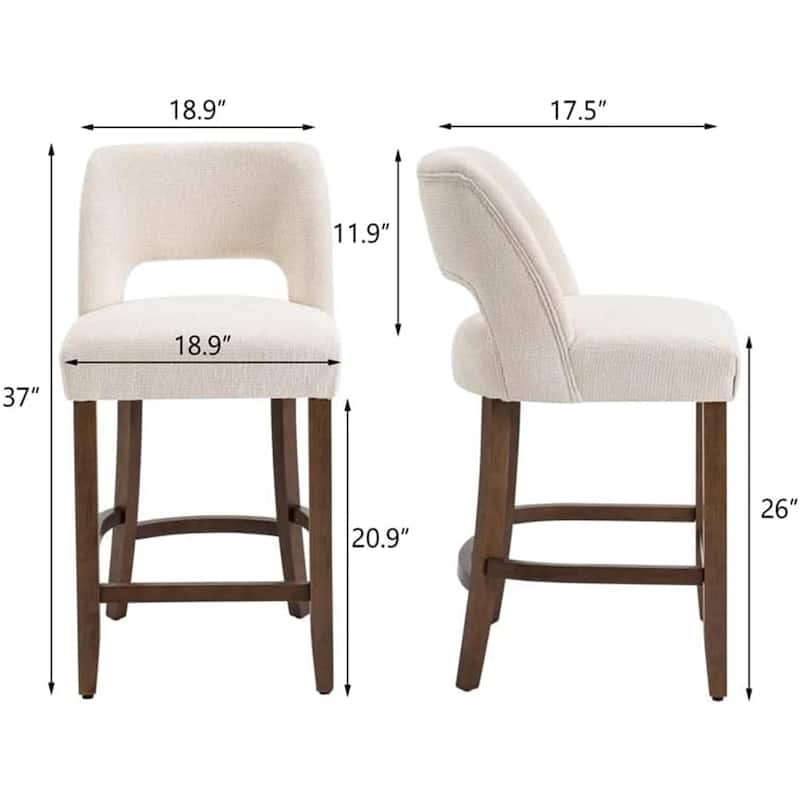 Set of 2/4/6,Upholstered Counter Height Bar Stools,Modern Counter Stools with Wood Legs for Kitchen Island Dining Room Bar