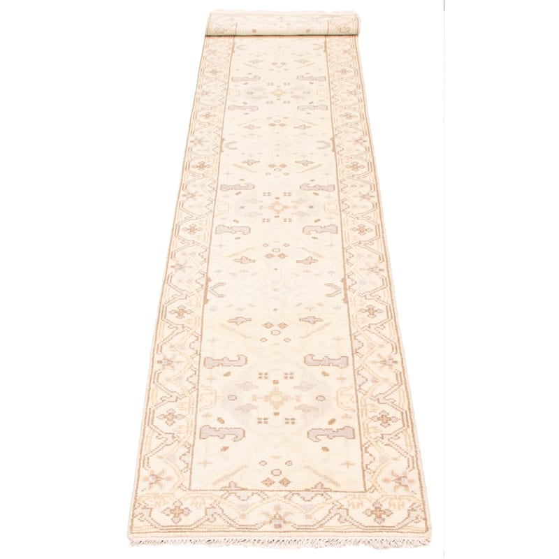 ECARPETGALLERY Hand-knotted Royal Oushak Light Khaki Wool Rug - 2'7 x 13'7
