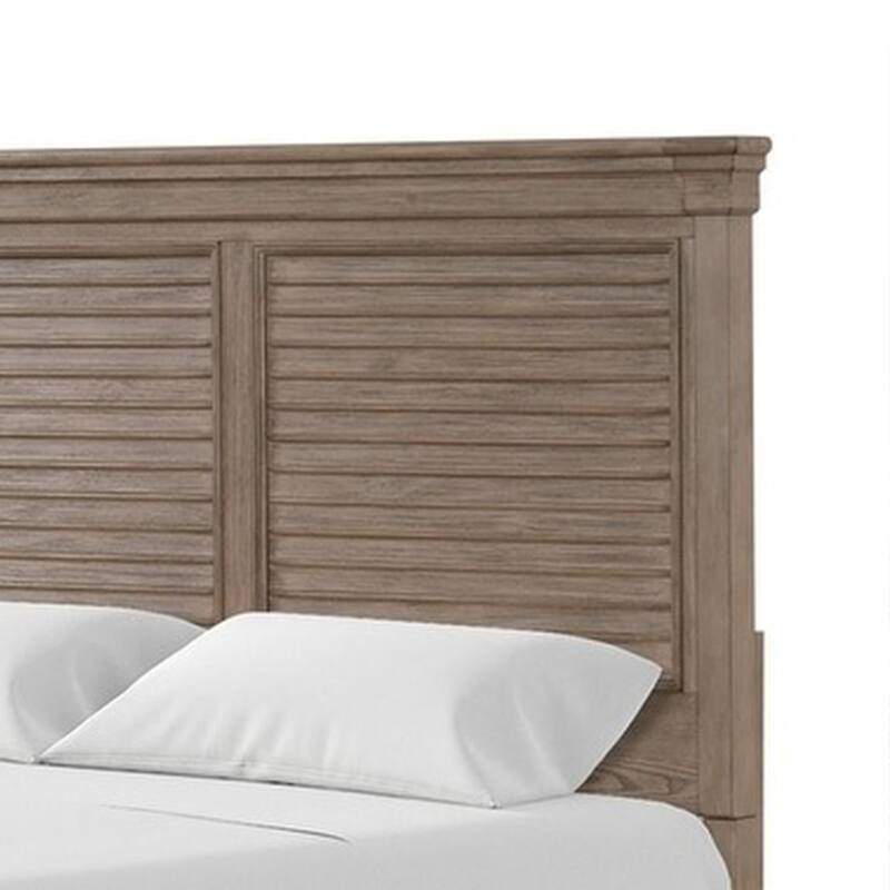 Roi Queen Bed, Shutter Headboard and Footboard, Weathered Gray Wood