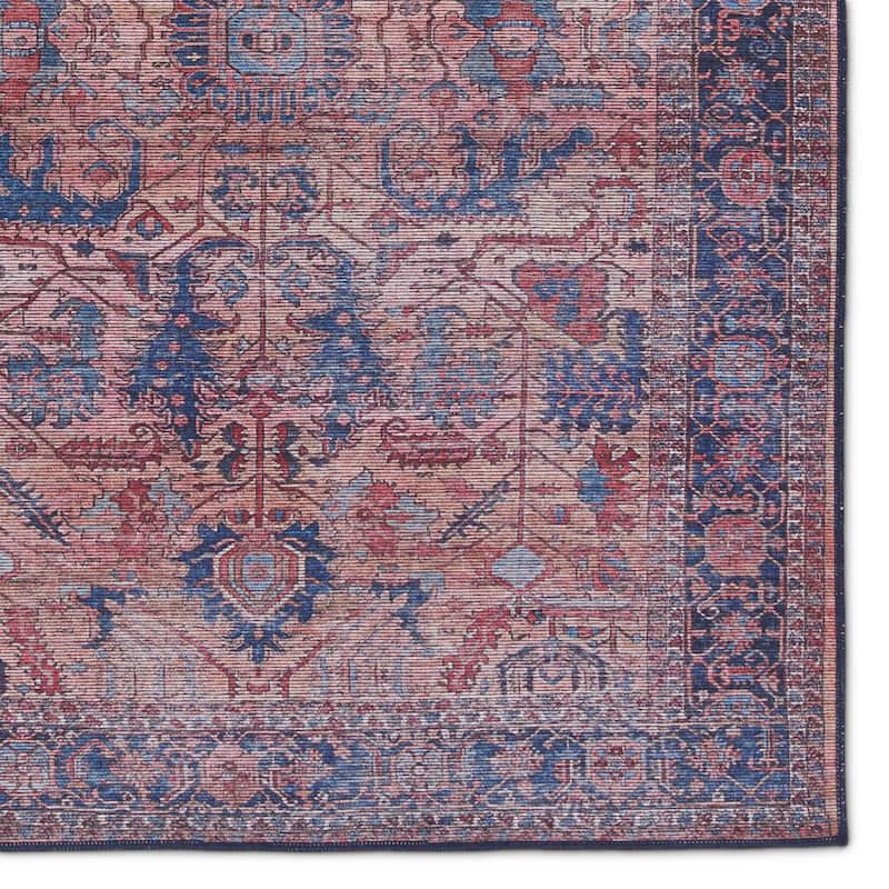 Ainsworth Machine Washable Medallion Blue/ Pink Area Rug