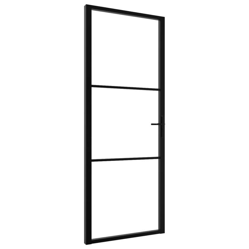 vidaXL Glass Door Interior Door with Alloy Handle ESG Glass and Aluminum Black