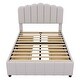 preview thumbnail 5 of 18, Upholstered Bed with 4 Storage Drawers,Wood Slat Support