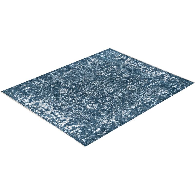 Ikat One-of-a-Kind Hand-Knotted Area Rug, Blue - 8' 1" x 10' 2"