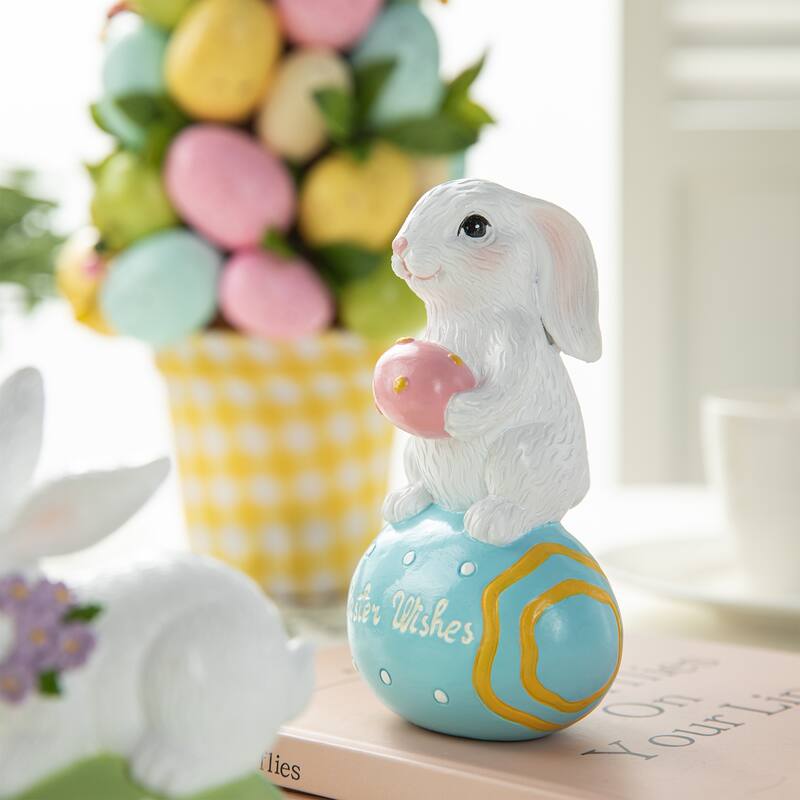 Glitzhome Easter Resin Bunny Table Decor Rabbit Figurines Lovely Gifts