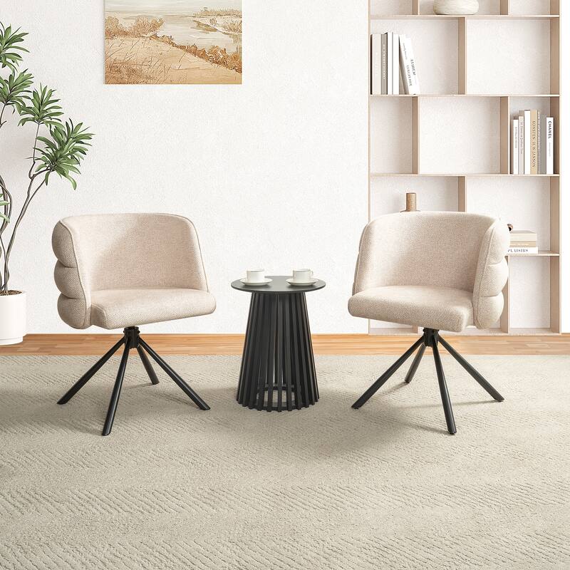 270° Swivel Office Desk Chairs Set of 2,Modern Dining Chairs, Upholstered Bedroom Chairs with Metal Base,Makeup Chair for Vanity