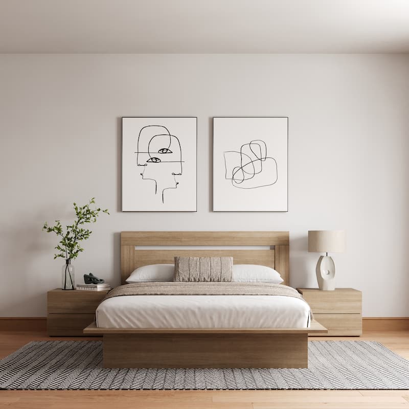 Malibu 4-Piece Bedroom Set with Bed, Headboard, and 2 Nightstands