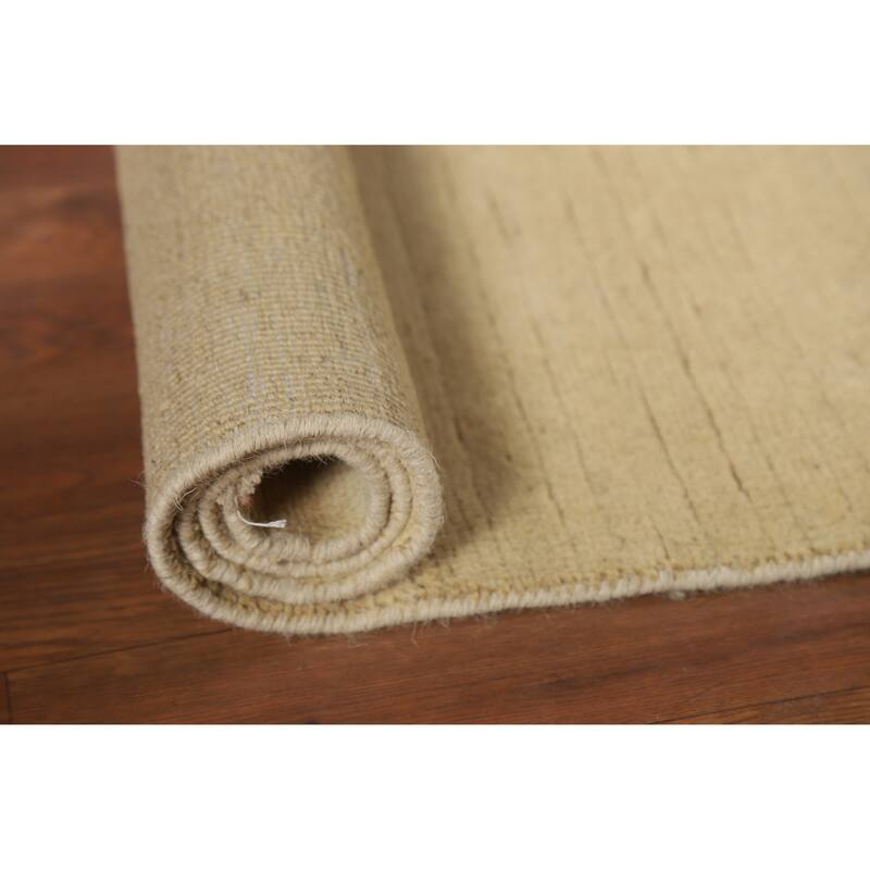 Modern Gabbeh Oriental Foyer Rug Hand-Knotted Beige Wool Carpet - 3'0"x 5'0"