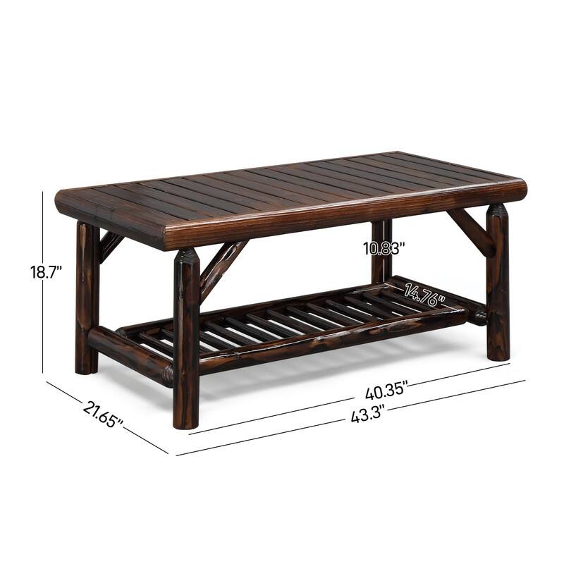 Cedar 4-Piece Wood Patio Conversation Set with Beige Cushions for Afternoon Tea & Conversation