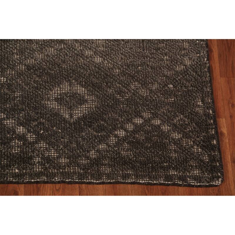 Grey Geometric Moroccan Oriental Rug Hand-Knotted Wool Carpet - 5'0" x 7'9"