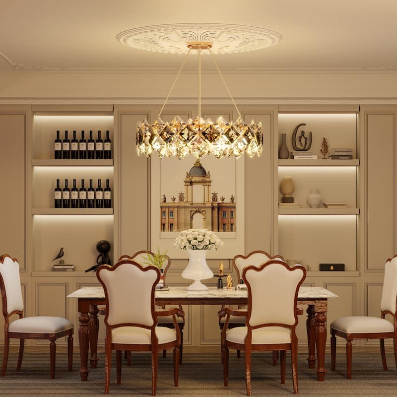60cm/80cm Large Size Three Clolor Crystal Chandelier Elegant Ceiling Light for Home, Cafe Bar, Hotel