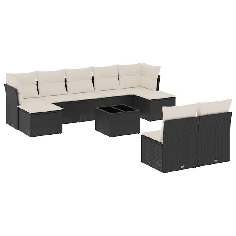 vidaXL Garden Sofa Set Black - 21.7 x 21.7 x 14.6