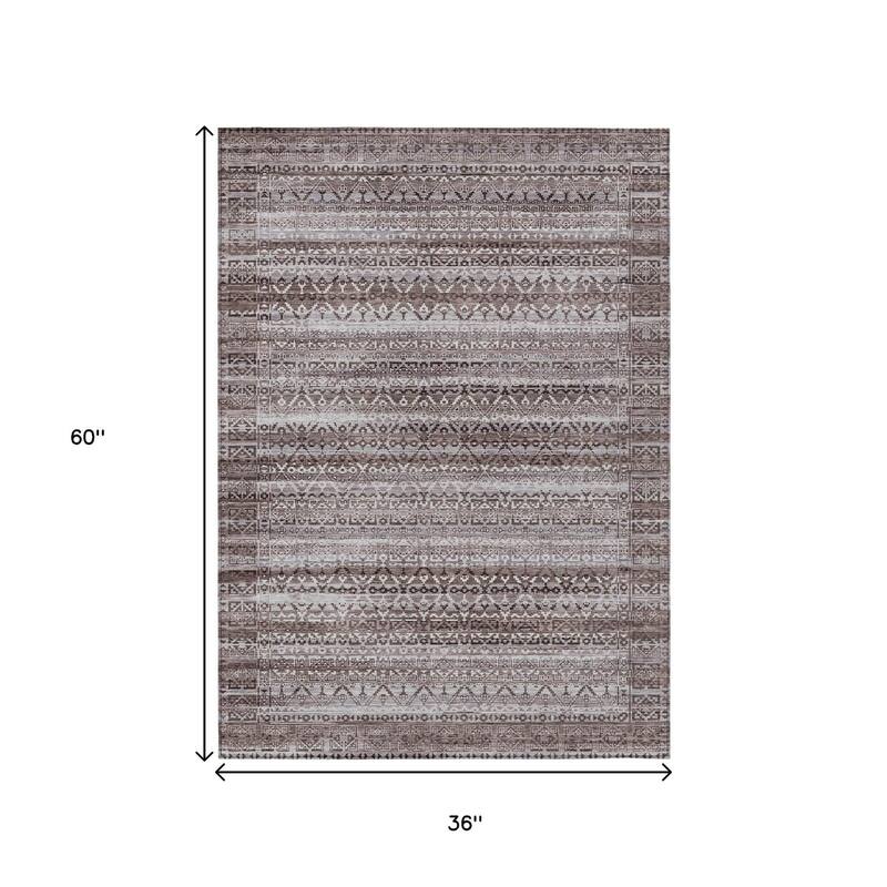 HomeRoots Striped Transitional Rectangle Outdoor Rug