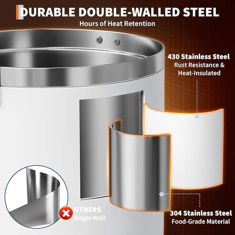 Double Wall Commerical Coffee Urn, Hot Coffee Dispenser, White