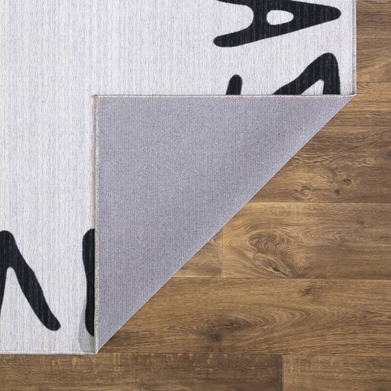 Abani Rugs Parker PAR100A Alphabet Ivory and White Area Rug
