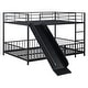 preview thumbnail 7 of 70, Metal Bunk Bed with Slide and Door, Twin Over Twin/Full Over Full Low Bunk Bedframe with Fence Guardrails and Ladder for 2 Kids