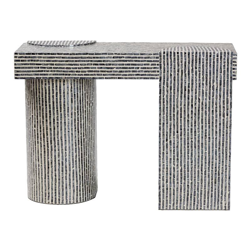 Tawana Capiz Shell Console Table with Geometric Pattern - Modern Decorative Accent Table for Entryway or Living Room