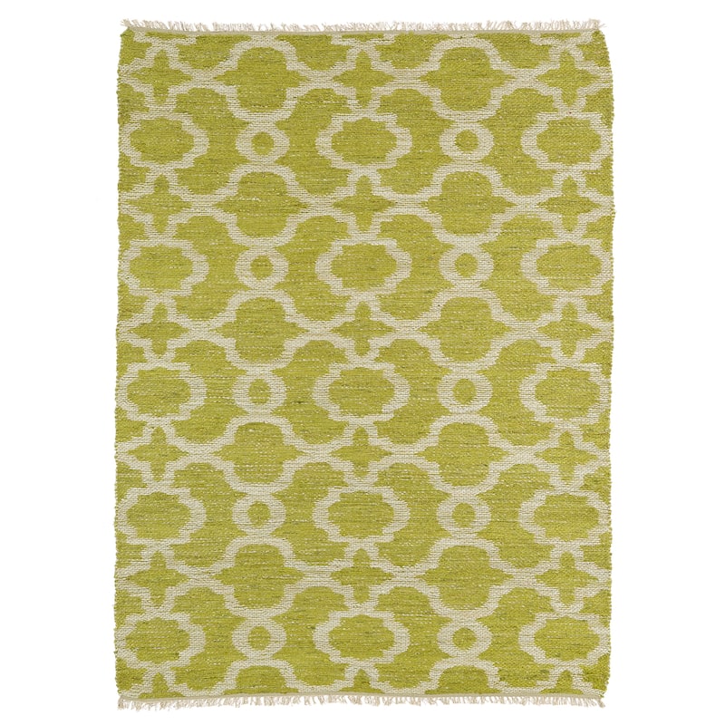 Kenwood Handmade Natural Fiber Lime Green Trellis Runner - 2'6" x 8' Runner - 2'6" x 8' Runner
