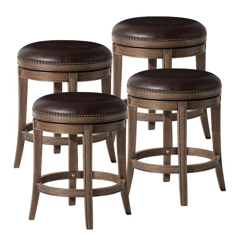 Maven Lane 26" Alexander Backless Counter Height Kitchen Stool - Set of 4 - Walnut