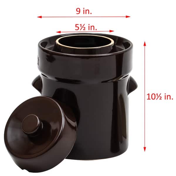 trademark Innovations Fermentation Jar Crock Stoneware Pickling Set with Weights and Cabbage Tamper