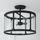 preview thumbnail 2 of 4, Brennen 3-light Black Iron Convertible Pendant/ Semi-Flush Mount