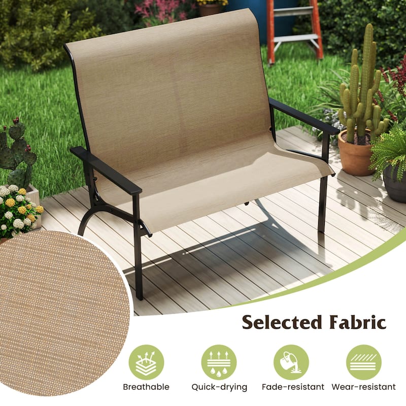 Costway 2-Person Patio Garden Bench with High Back and Armrests 880