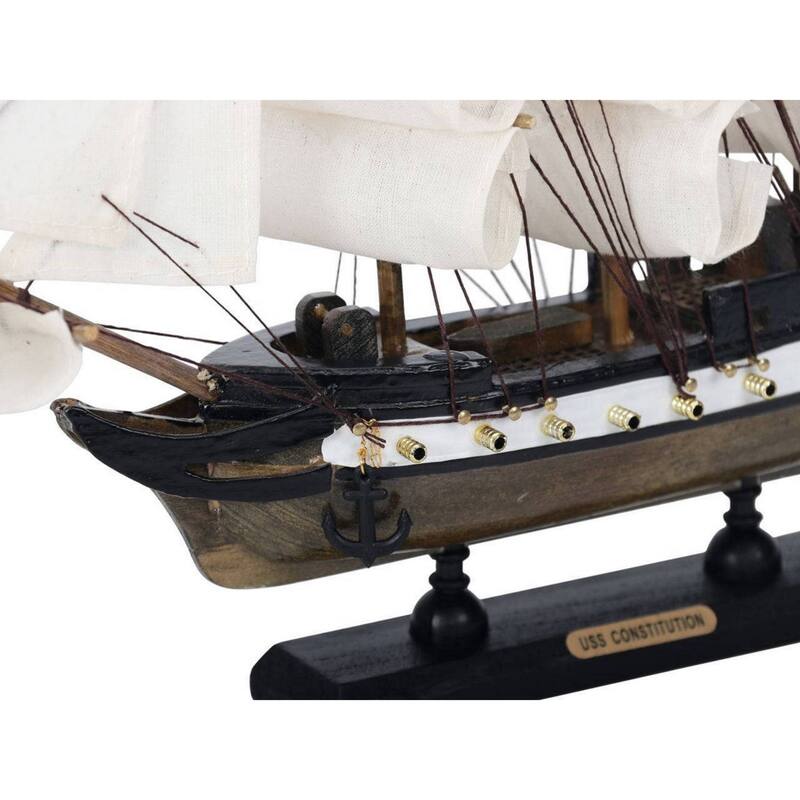 12" Wooden USS Constitution Limited Tall Ship Model Ideal Addition to Desk, Shelf or Table - 12" L x 2" W x 9" H