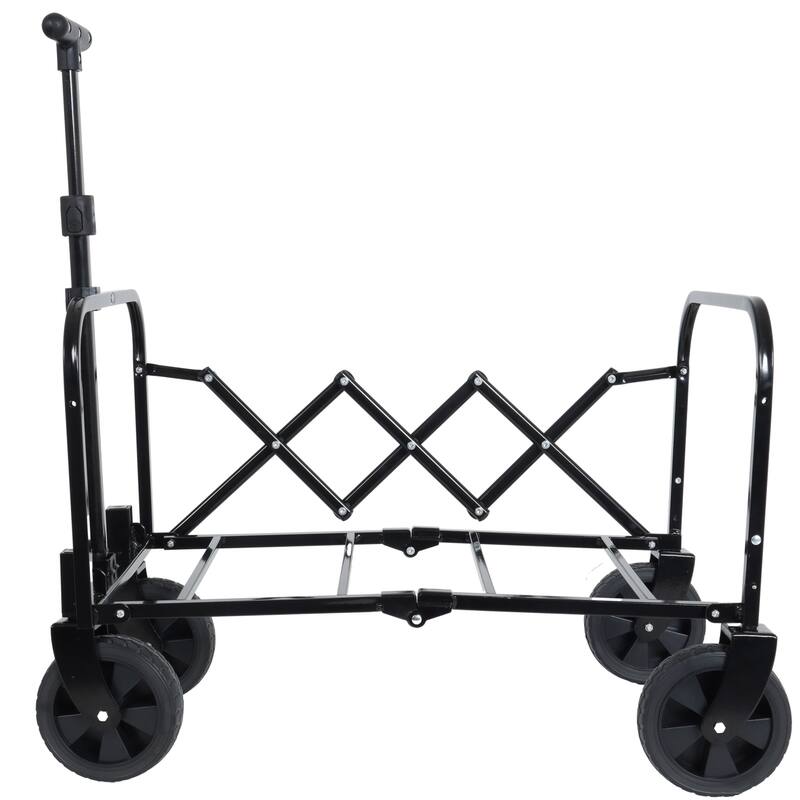 Convertible Steel Folding Camping Wagon Cart,Storage Compartment