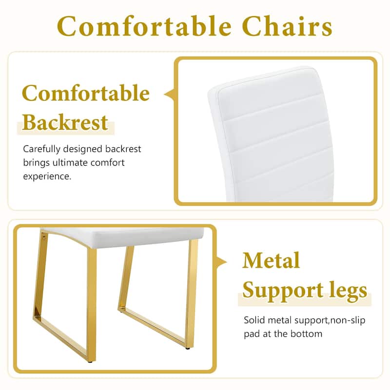 5-Piece Modern Tempered Glass Dining Table Set, 63-Inch Dining Table with 4 Minimalist Style Chairs