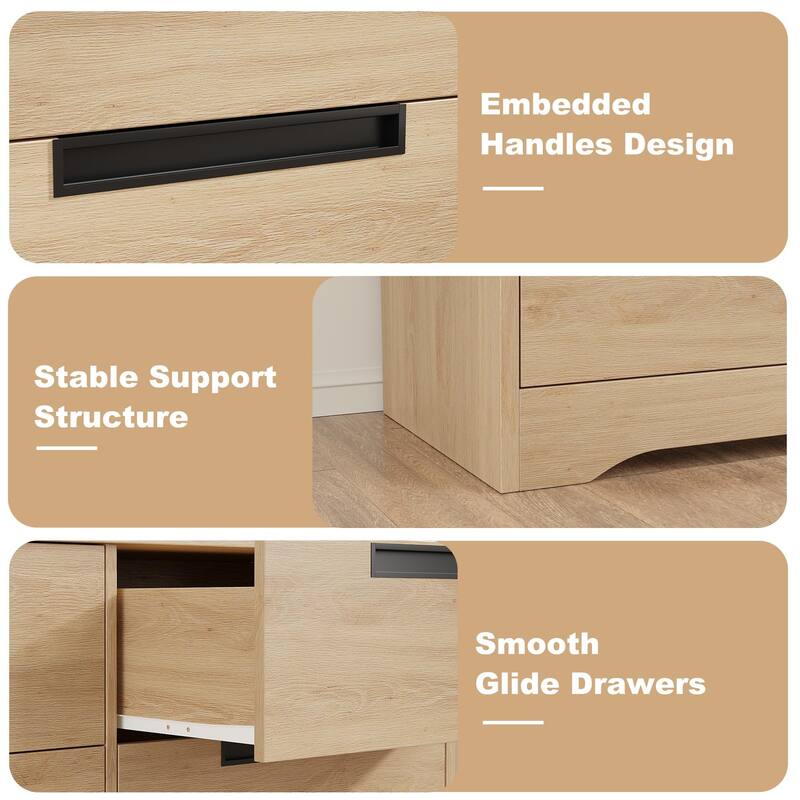 4/5 Drawer Dresser for Bedroom,Wooden Dresser Chest of Drawers with Embedded Handles