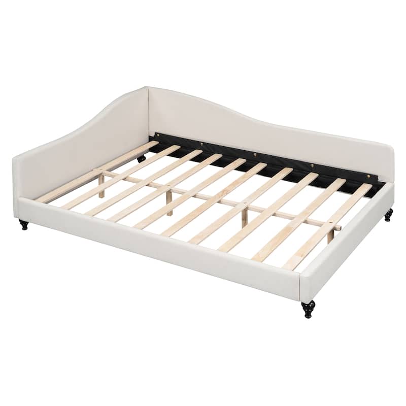 L-Shaped Linen Daybed,with Solid Wood Legs