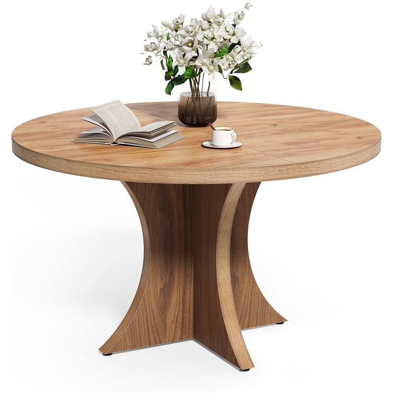 47” Round Particle Board Kitchen Dining Table Perfect to 4-6 People for Meals or Games - 47.24”L x 47.24”W x 29.92”H - Walnut