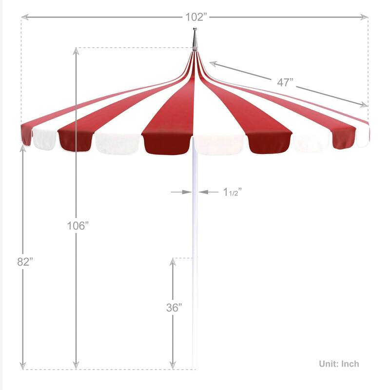 California Umbrella 8.5' Pagoda Series Patio Umbrella White Aluminum Steel Wire Ribs Push Lift Pacific Blue and Natural