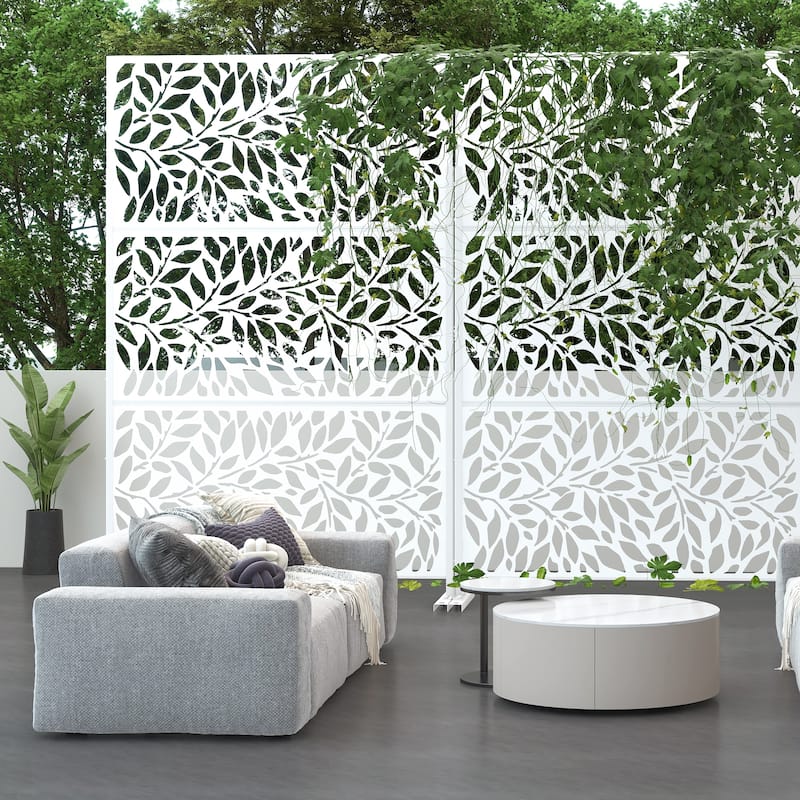 Lirago Metal Privacy Screen Wall Decoration Free Standing-6.3 ft. H X 4 ft. W