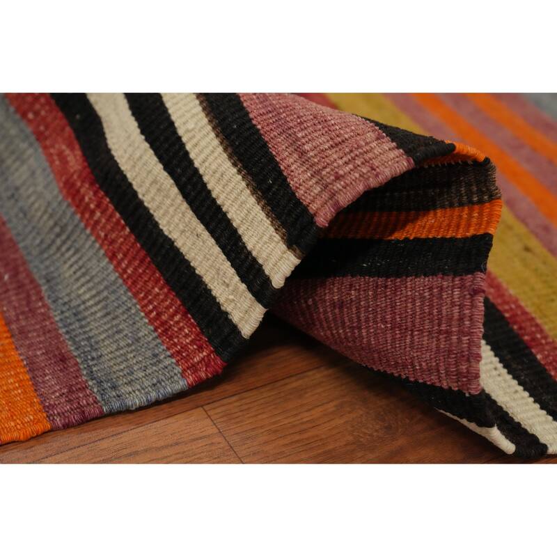 Hand Woven Oriental 100% Wool Carpet Southwestern Geometric Multi-Colored Kilim Area Rug - 7' 11'' X 5' 2''