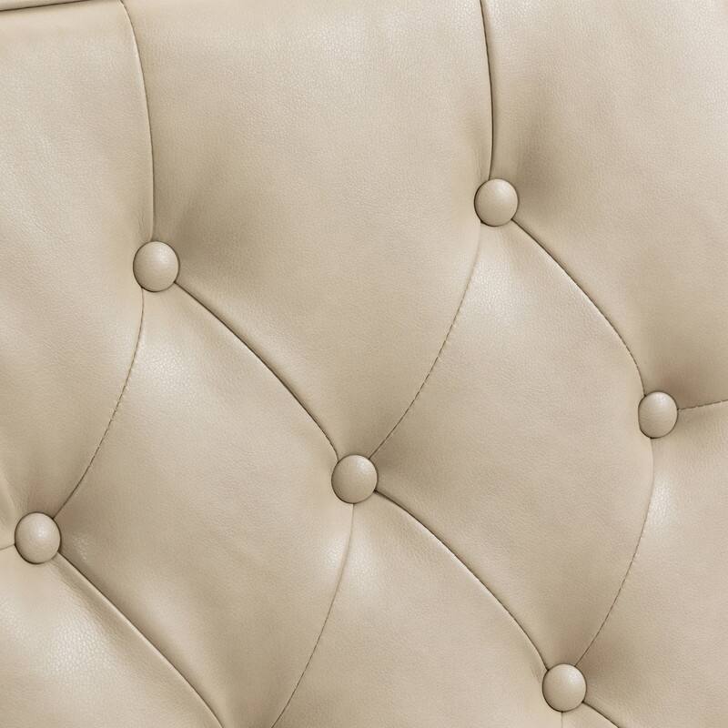 PU Leather Accent Chair,Mid-Century Upholstered Living Room Armchair,Beige