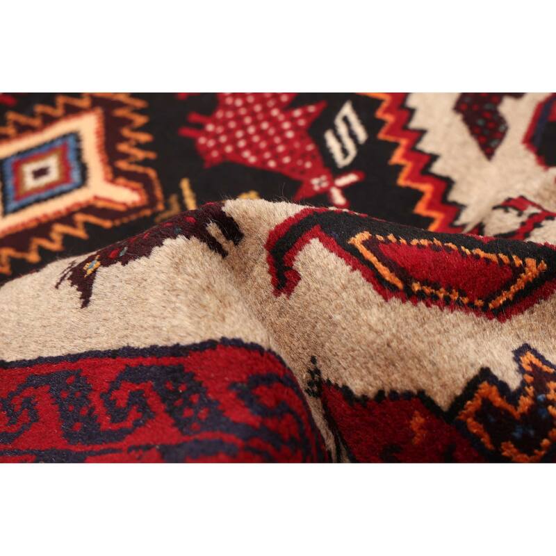 ECARPETGALLERY Hand-knotted Baluch Beige, Red Wool Rug - 3'0 x 5'6