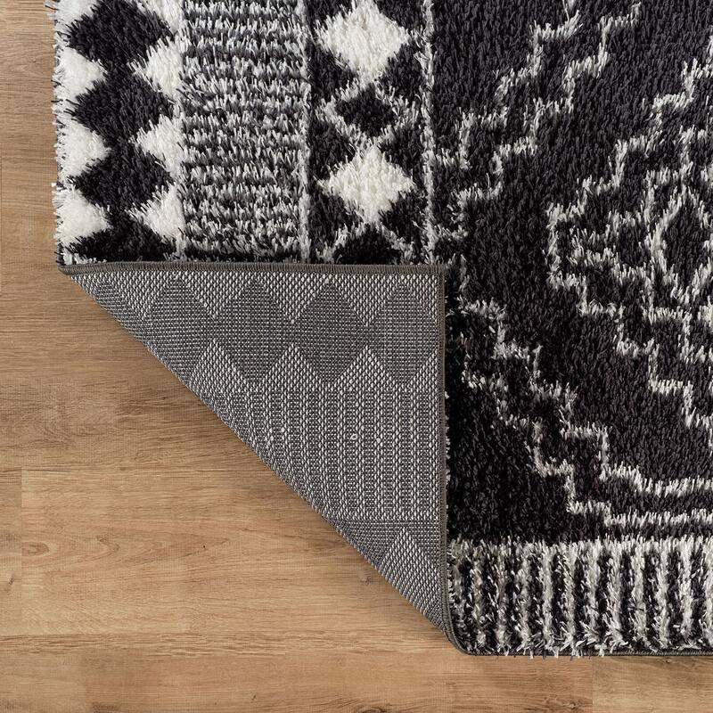 Geometric Shag Rug - Anthracite Dark Gray - Durable Rug for Living Room, Bedroom, or Entryway - Easy to Maintain