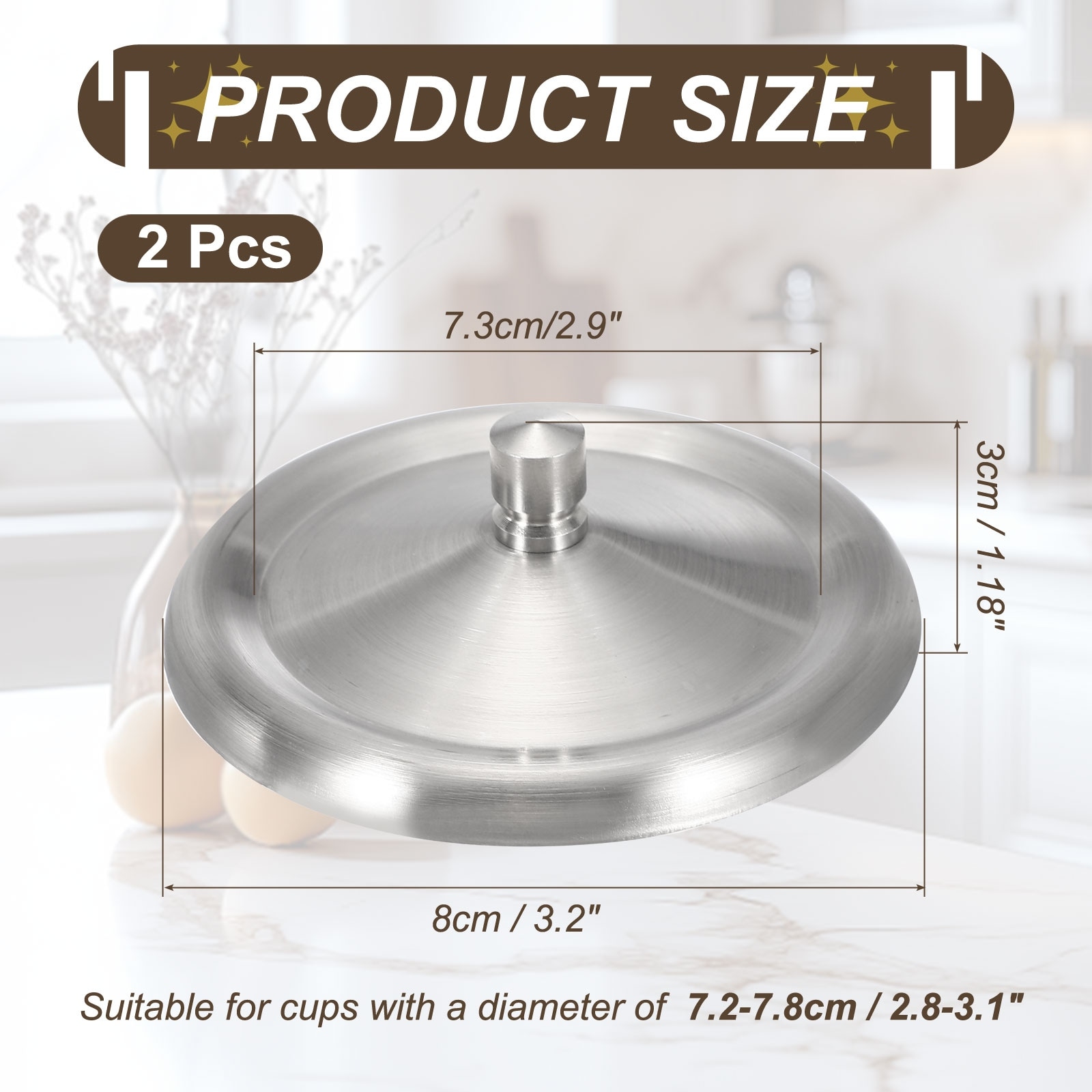 Stainless Steel Mug Cover, Universal Cup Lid Dust Prevention Brushed Surface Replacement Mug Lids