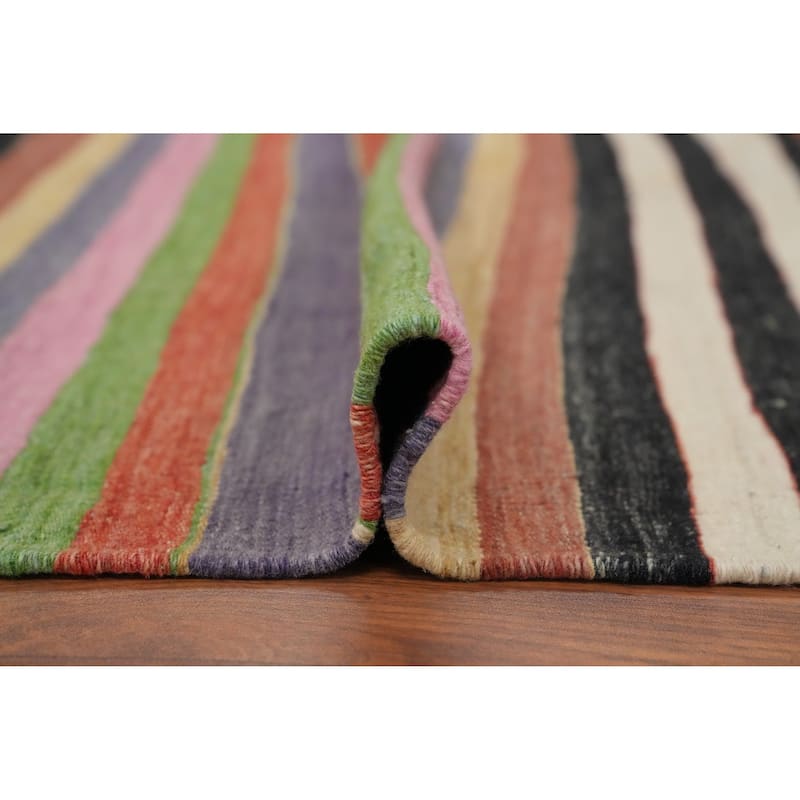 Hand Woven Oriental 100% Wool Carpet Southwestern Geometric Multi-Colored Kilim Area Rug - 9' 3'' X 5' 2''
